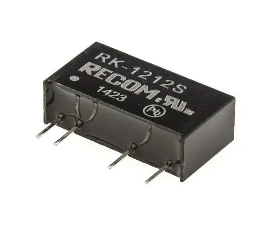 63-7568-13 Recom RK 1W Isolated DC-DC Converter Through Hole, Voltage in 10.8 → 13.2 V dc, Voltage out 12V dc RK-1212S