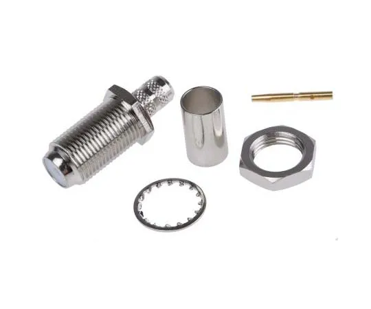 63-7711-82 Amphenol Straight Cable Mount Mount 75Ω F Connector, jack, Crimp Termination F6411A2-NT3G-3-75