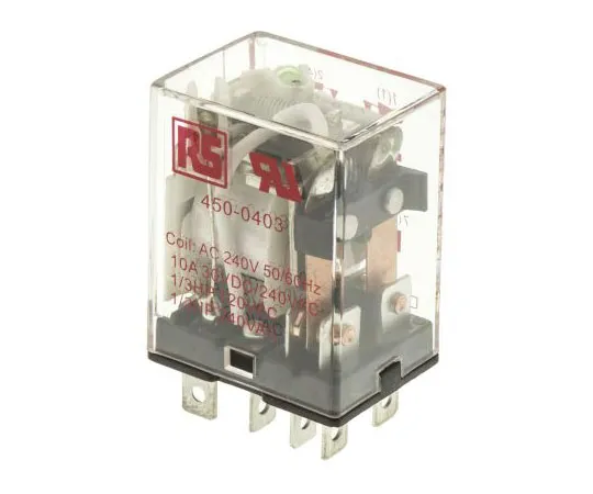 63-7551-70 RS PRO DPDT Non-Latching Relay Plug In, 240V ac Coil, 10A 450-0403