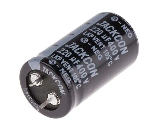 63-7722-48　RS PRO 220μF 400V dc Aluminium Electrolytic Capacitor, Through Hole 25 (Dia.) x 45mm +105°C 25mm 10mm 45mm　706-3314