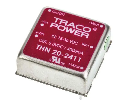 63-7725-13 TRACOPOWER THN 20 20W Isolated DC-DC Converter Through Hole, Voltage in 18 → 36 V dc, Voltage out 5V dc THN 20-2411