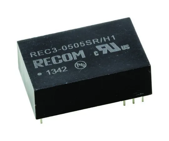 63-7671-96　Recom REC3 3W Isolated DC-DC Converter Through Hole, Voltage in 4.25 → 5.75 V dc, Voltage out 5V dc　REC3-0505SR/H1
