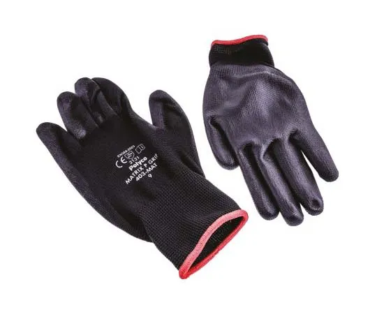 63-7720-19 BM Polyco Matrix Nylon Polyurethane-Coated General Purpose Gloves, size 9, Black 403-MAT