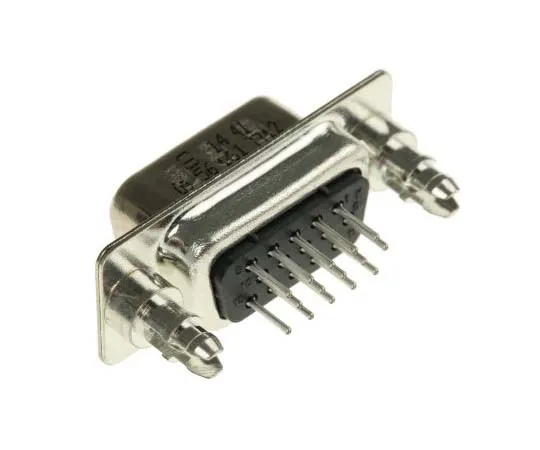 63-7700-73 Harting 15 Way Through Hole PCB D-sub Connector Plug, 2.29mm Pitch, with 4-40 UNC Threaded Inserts, Boardlocks 9561617712