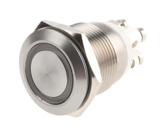 63-7730-37　Bulgin Single Pole Single Throw (SPST) Momentary Push Button Switch, IP66, 19.2 (Dia.)mm, Panel Mount, 24V dc　MPI002/TERM/WH