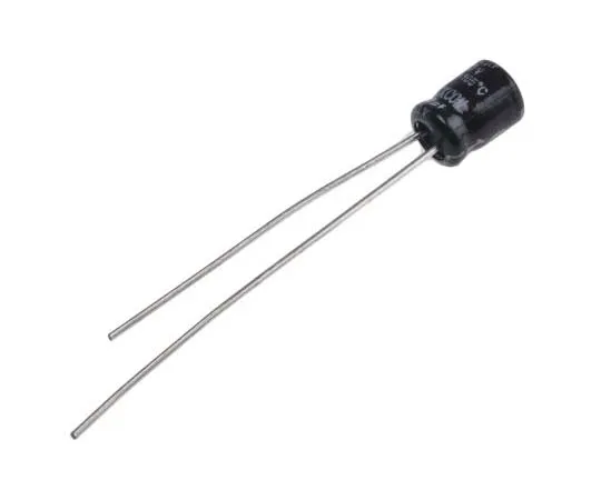 63-7721-02 RS PRO 2.2μF 50V dc Aluminium Electrolytic Capacitor, Through Hole 4 (Dia.) x 5mm +105°C 4mm 1.5mm 5mm 706-0444
