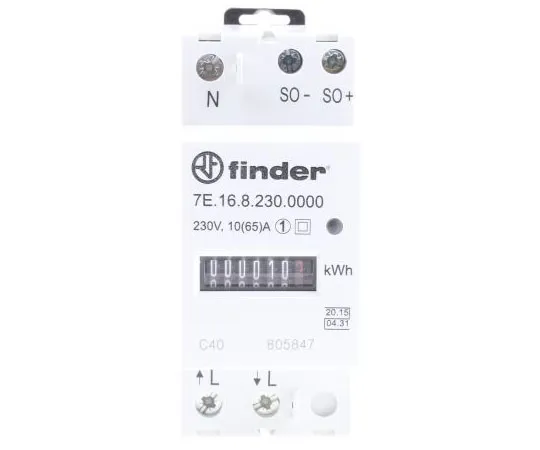 63-7636-25 Finder 7E Series Mechanical Digital Power Meter, 7-Digits, 1 Phase , Class 1 Accuracy 7E.16.8.230.0010