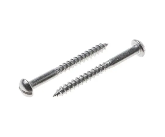 63-7575-87 Slot Round Stainless Steel Wood Screw, A2 304, 4mm Thread, 40mm Length 483-3078