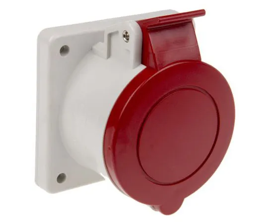63-7561-64 RS PRO IP44 Red Panel Mount 3P+N+E Industrial Power Socket, Rated At 16A, 415 V 464-1655