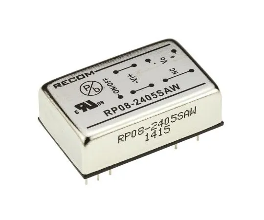 63-7672-21 Recom RP08 AW 8W Isolated DC-DC Converter Through Hole, Voltage in 9 → 36 V dc, Voltage out 5V dc Railway RP08-2405SAW