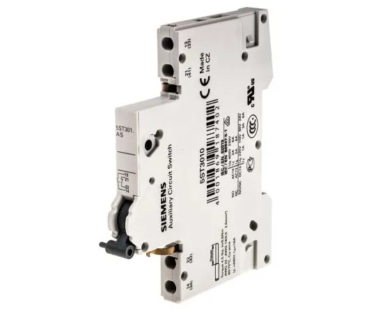63-7606-47 Siemens Sentron 5ST3, NO/NC (2), Auxiliary Contact, DIN Rail Mount, 6 A 5ST3010