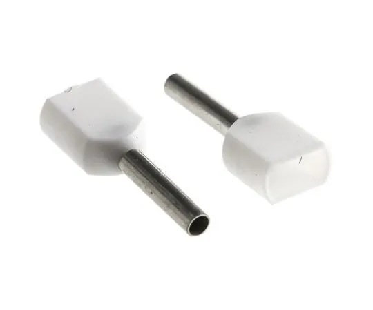 63-7678-36 TE Connectivity Insulated Crimp Bootlace Ferrule, 8mm Pin Length, 1.4mm Pin Diameter, 2 x 0.5mm² Wire Size, White 966144-1