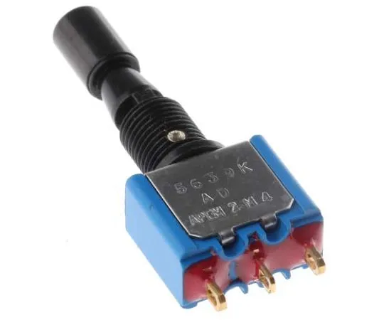 63-7699-99 APEM Single Pole Double Throw (SPDT) Toggle Switch, Locking lever, On-Off-On, Panel Mount 5639ADBGK3V