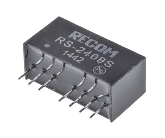 63-7673-89　Recom RS 2W Isolated DC-DC Converter Through Hole, Voltage in 18 → 36 V dc, Voltage out 9V dc　RS-2409S