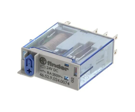 63-7615-84 Finder46 Series DPDT Non-Latching Relay Plug In, 24V dc Coil, 8A 46.52.9.024.0074