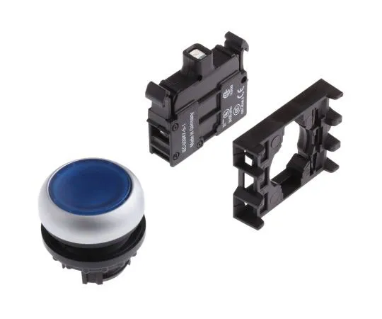 63-7554-93 Eaton M22 Series, Blue Push Button Head, Momentary, 22mm Cutout 78639215 & M22-DL-B+M22-A+M22-LED230-B