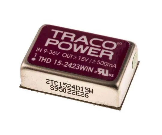 63-7725-07 TRACOPOWER THD 15WIN 15W Isolated DC-DC Converter Through Hole, Voltage in 9 → 36 V dc, Voltage out ±15V dc THD 15-2423WIN