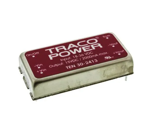 63-7658-88 TRACOPOWER TEN 30 30W Isolated DC-DC Converter Through Hole, Voltage in 18 → 36 V dc, Voltage out 15V dc TEN 30-2413