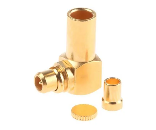 63-7635-54 Huber & Suhner 50Ω Right Angle Cable Mount MMCX Connector, Plug, Crimp Termination, 0 → 6GHz, RG178 B/U, RG196 16_MMCX-50-1-1/111_OE