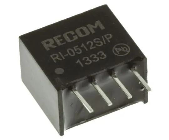 63-7673-45 Recom RI 2W Isolated DC-DC Converter Through Hole, Voltage in 4.5 → 5.5 V dc, Voltage out 12V dc RI-0512S/P