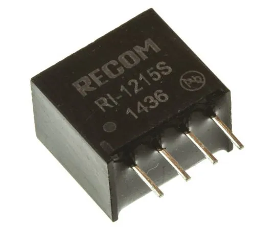 63-7559-77 Recom RI 2W Isolated DC-DC Converter Through Hole, Voltage in 10.8 → 13.2 V dc, Voltage out 15V dc RI-1215S