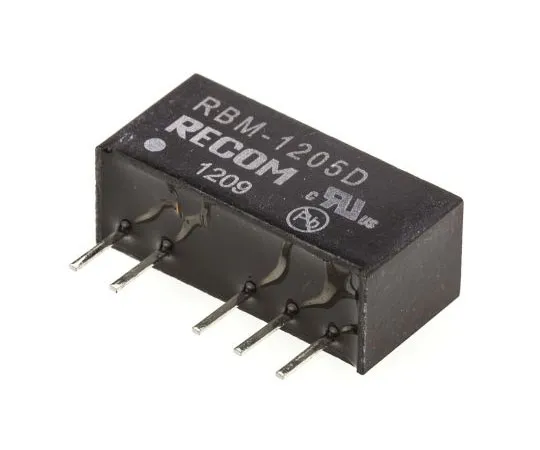 63-7587-11 Recom RBM 1W Isolated DC-DC Converter Through Hole, Voltage in 10.8 → 13.2 V dc, Voltage out ±5V dc RBM-1205D