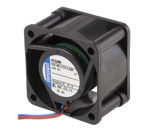 63-7557-75 ebm-papst 400J Series Axial Fan, 40 x 40 x 25.4mm, 24m³/h, 3.3W, 12 V dc 412JHH