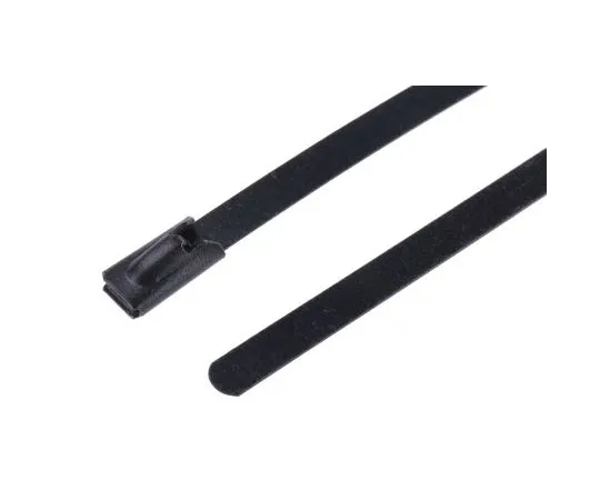 63-7628-65 RS PRO Black Polyester Coated Stainless Steel Roller Ball Cable Tie, 360mm x 4.6 mm 547-4333