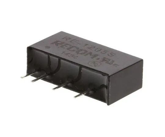 63-7568-01 Recom RE 1W Isolated DC-DC Converter Through Hole, Voltage in 10.8 → 13.2 V dc, Voltage out 5V dc RE-1205S