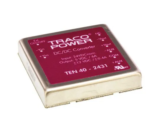 63-7558-16 TRACOPOWER TEN 40 40W Isolated DC-DC Converter Through Hole, Voltage in 18 → 36 V dc, Voltage out 5/±12V dc TEN 40-2431