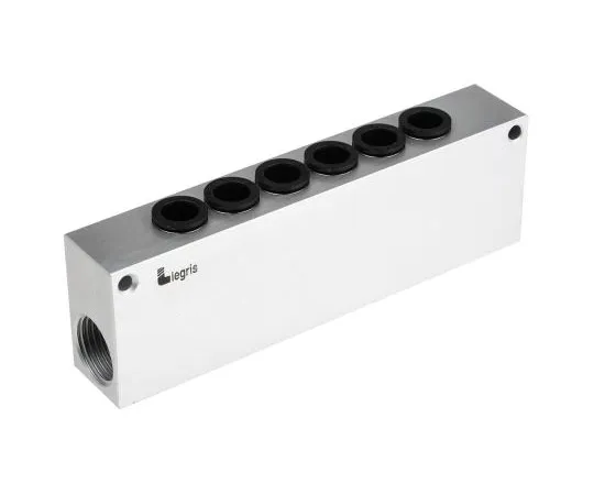 63-7584-60 Legris 6 stations G 1/2 Manifold, Aluminium 1/2in G 3310 10 21