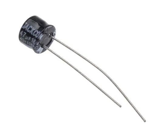 63-7721-11 RS PRO 47μF 16V dc Aluminium Capacitors, Through Hole 6 (Dia.) x 5mm +105°C 6mm 2.5mm 5mm 173-0260