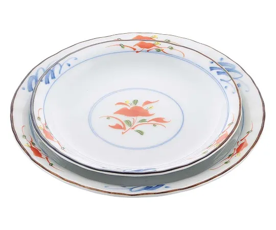 63-7196-53 Japanese tableware collection Akae Hanamaru plate 5 cm 8181410