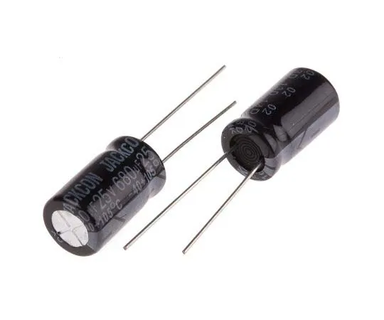 63-7736-84 RS PRO 680μF 25V dc Aluminium Capacitors, Through Hole 10 (Dia.) x 17mm +105°C 10mm 5mm 17mm 173-0274