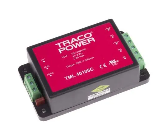 63-7725-82 TRACOPOWER 40W 1 Output Embedded Switch Mode Power Supply SMPS, 8A, 5V dc Encapsulated TML 40105C