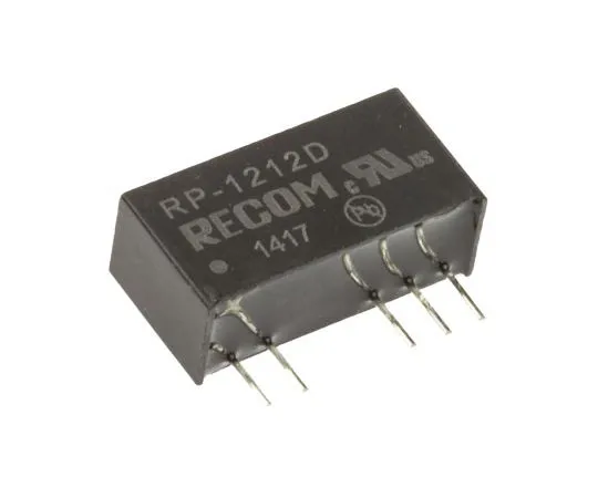 63-7559-68 Recom RP 1W Isolated DC-DC Converter Through Hole, Voltage in 10.8 → 13.2 V dc, Voltage out ±12V dc RP-1212D