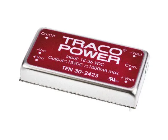 63-7658-95　TRACOPOWER TEN 30 30W Isolated DC-DC Converter Through Hole, Voltage in 18 → 36 V dc, Voltage out ±15V dc　TEN 30-2423