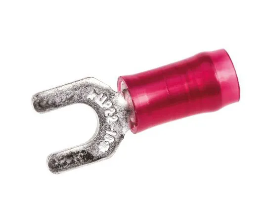 63-7681-57 TE Connectivity PIDG Series Insulated Crimp Spade Connector, 22AWG to 16AWG, M3.5 Stud Size Nylon, Red 326861