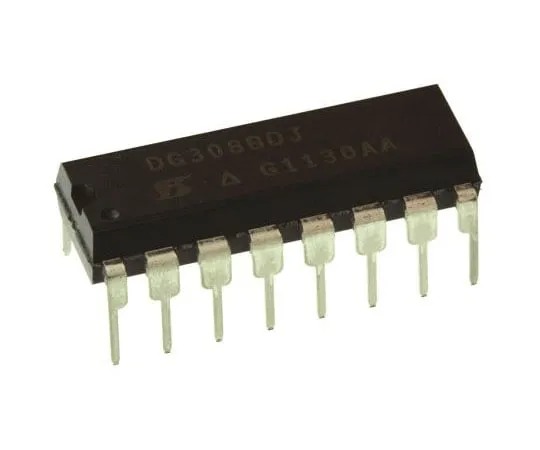63-7648-58 DG308BDJ-E3 Vishay, Analogue Switch Quad SPST, 5 V, 9 V, 12 V, 15 V, 18 V, 24 V, 28 V, 16-Pin PDIP DG308BDJ-E3