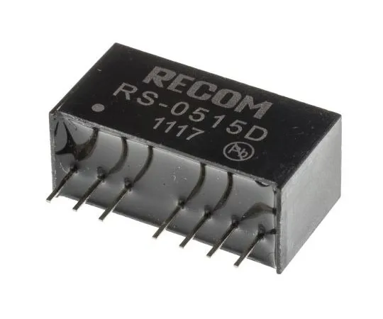 63-7587-23 Recom RS 2W Isolated DC-DC Converter Through Hole, Voltage in 4.5 → 9 V dc, Voltage out ±15V dc RS-0515D