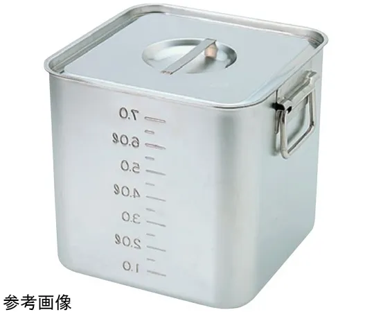 67-2400-22 18-8 Deep Square Kitchen Pot without Scale (with Lid) with Handle 36.0 L SH-4233D