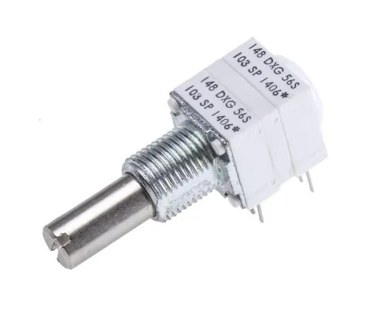 63-7578-47 Vishay 2 Gang Rotary Conductive Plastic Potentiometer with a 6.35 mm Dia. Shaft, 10kΩ, ±10%, 0.5W, Linear 14820F0GJSX13103KA