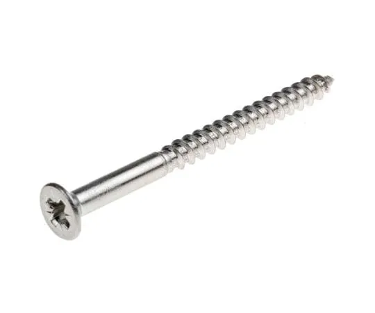 63-7575-94 Pozidriv Countersunk Stainless Steel Wood Screw, A2 304, 4mm Thread, 50mm Length 483-3163