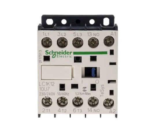 63-7642-05 Schneider Electric 3 Pole Contactor, 12 A, 230 V ac Coil, TeSys K, 3NO, 5.5 kW LC1K1210U7