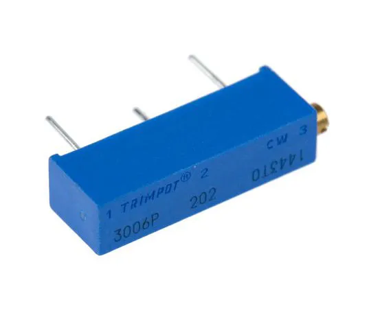 63-7607-90　2kΩ Through Hole Trimmer Potentiometer 0.75W Side Adjust Bourns 3006 Series　3006P-1-202LF