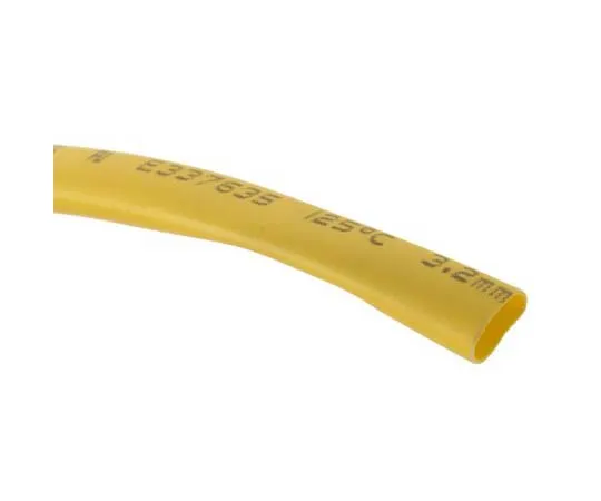 63-7710-18 RS PRO Yellow No Heat Shrink Tubing 3.2mm Sleeve Dia. x 10m Length 2:1 Ratio 700-4703