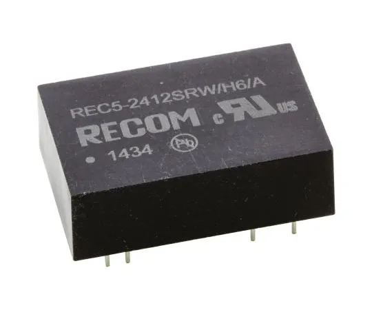 63-7672-18 Recom REC5 5W Isolated DC-DC Converter Through Hole, Voltage in 18 → 36 V dc, Voltage out 12V dc REC5-2412SRW/H6/A