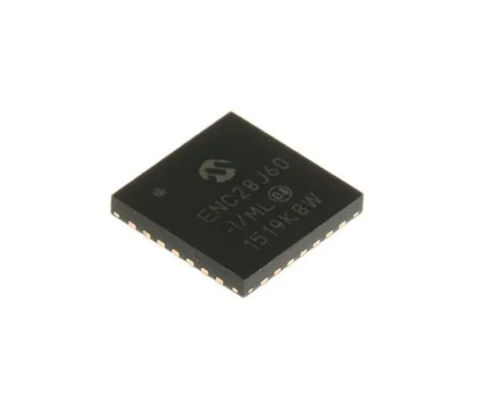 63-7659-41 Microchip, Ethernet Controller, 10Mbps MII, MIIM, Serial-SPI, 3.3 V, 28-Pin QFN ENC28J60-I/ML