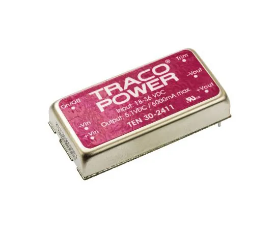63-7658-84 TRACOPOWER TEN 30 30W Isolated DC-DC Converter Through Hole, Voltage in 18 → 36 V dc, Voltage out 5V dc TEN 30-2411