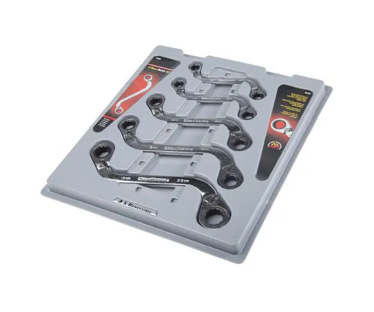 63-7619-08 RS PRO 5 Piece Chrome Vanadium Steel S Shaped Ratchet Spanner Set 537-5911